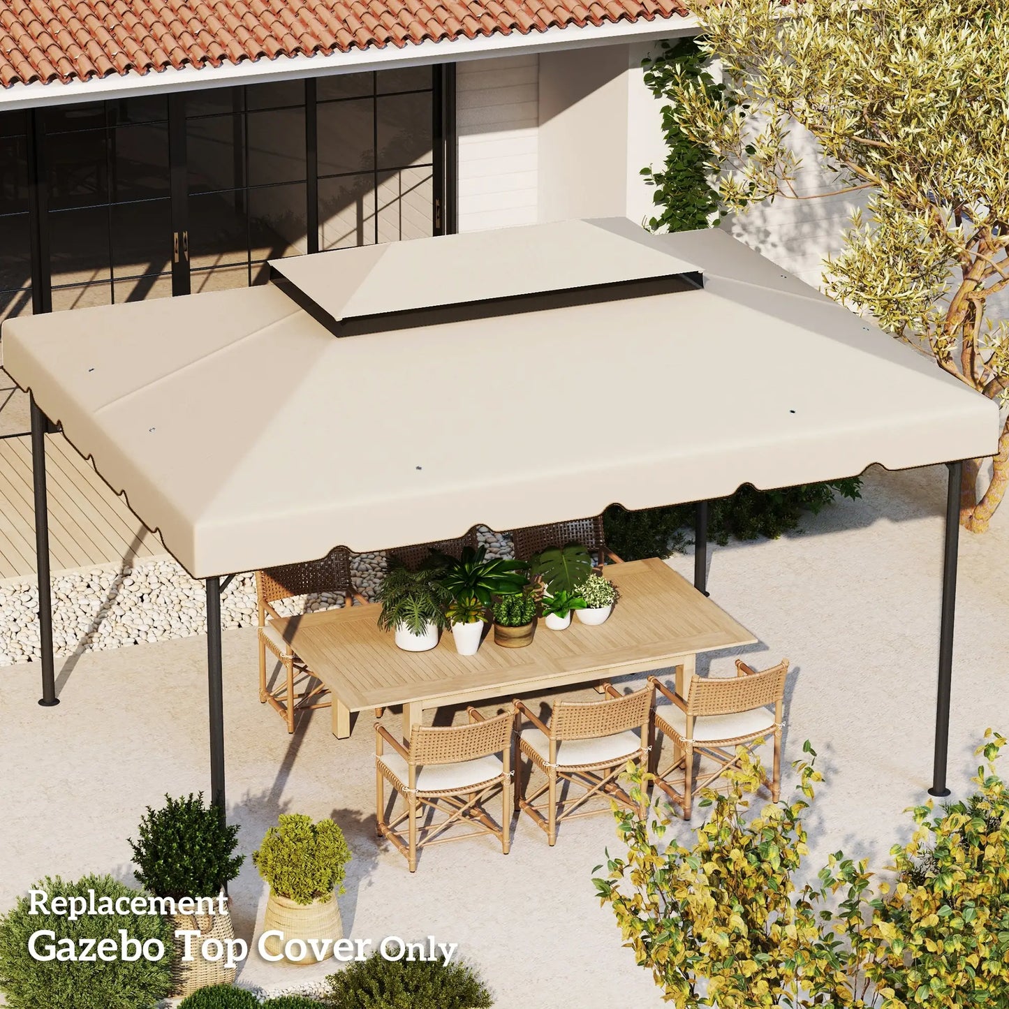13' x 10' Gazebo Canopy, Double Vented Roof, Cream Gazebo Canopy Replacement at Gallery Canada