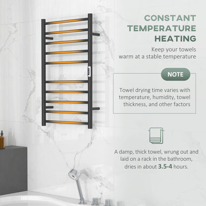 Wall Mounted Heated Towel Rack, 10-Bar Electric Warmer, Adjustable Temperature Bath Accessories at Gallery Canada