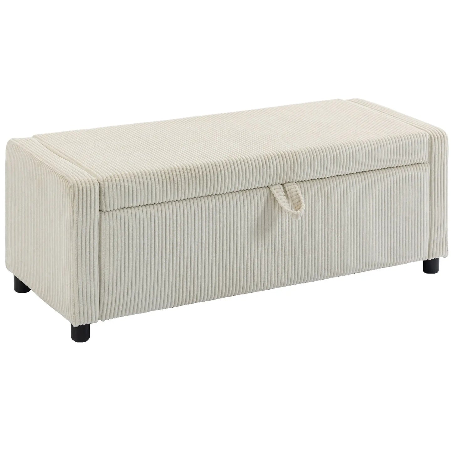 Storage Ottoman, Upholstered Corduroy Bench, Beige Storage Ottomans & Benches at Gallery Canada