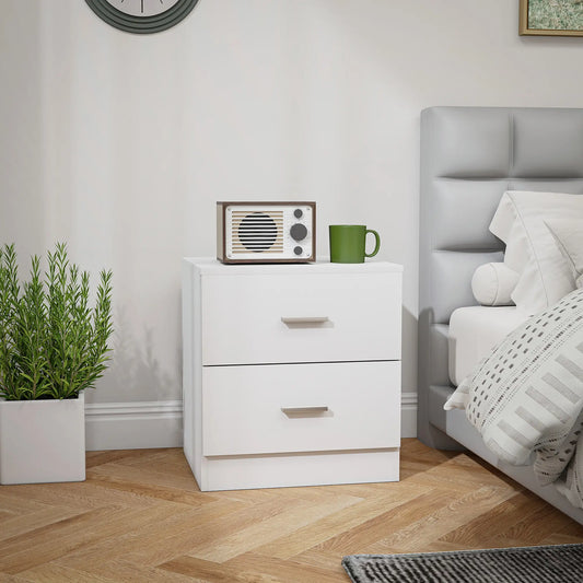 Modern Bedside Table with 2 Drawers, Nightstand, White Bedside Tables White at Gallery Canada