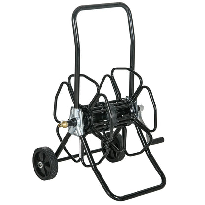 5/8" Hose Reel Cart, 98 ft, Garden Water Hose with Wheels, Black