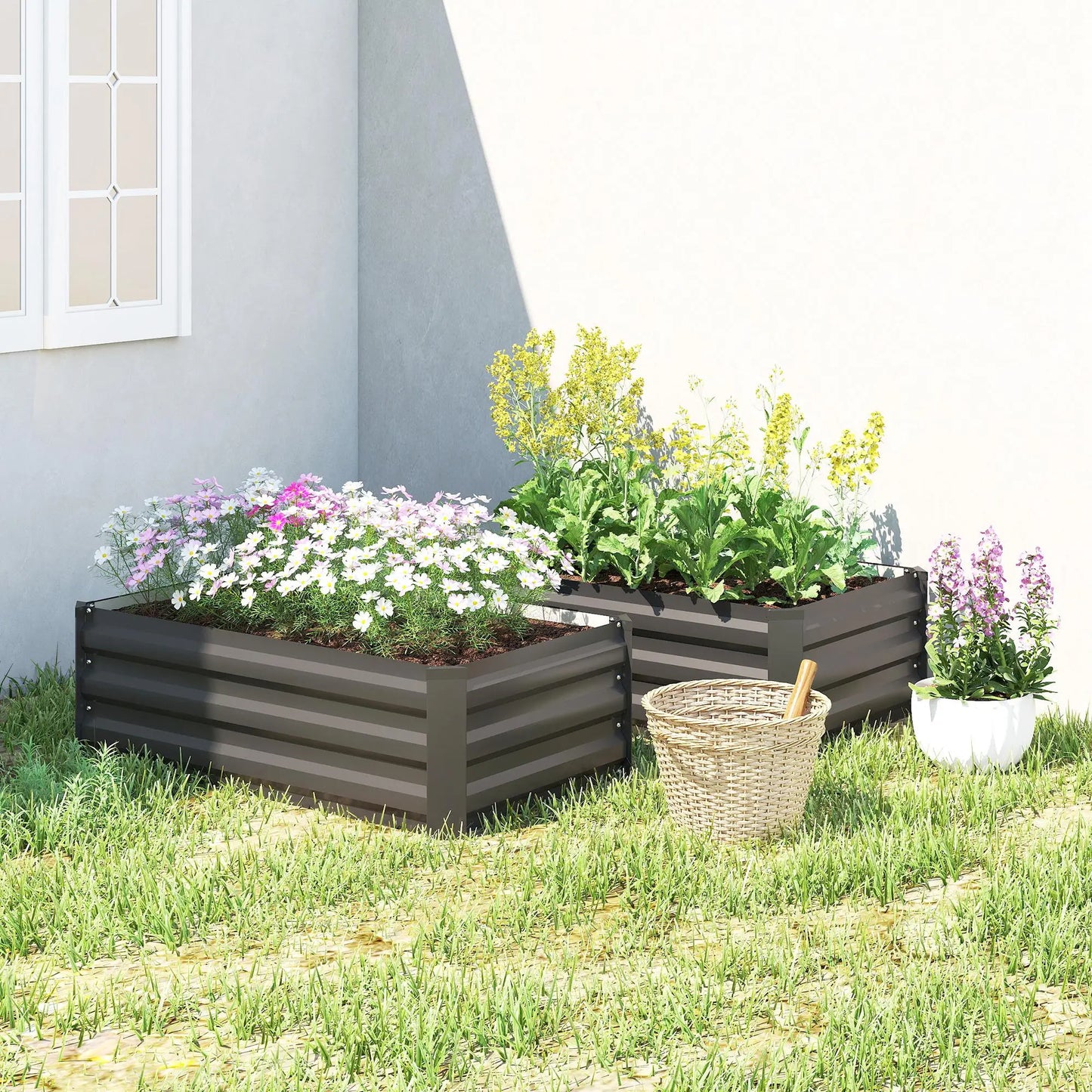 Galvanized Raised Garden Beds, Outdoor Planter Box, Black Galvanized Planter Boxes at Gallery Canada