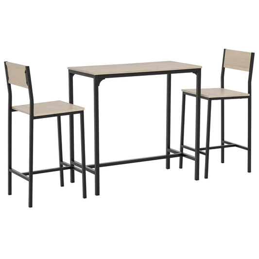 Industrial Bar Table Set, 3 Piece, 2 High Back Stools, Dining Set Bar Sets Black at Gallery Canada