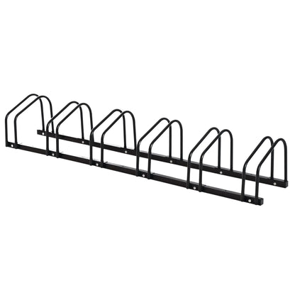 6-Bike Bicycle Floor Parking Rack Cycling Storage Stand Ground Mount Garage Organizer for Indoor and Outdoor Use Black Bike Parking Stands Black at Gallery Canada