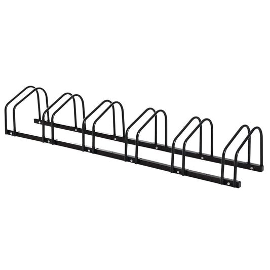 6-Bike Bicycle Floor Parking Rack Cycling Storage Stand Ground Mount Garage Organizer for Indoor and Outdoor Use Black Bike Parking Stands Black at Gallery Canada