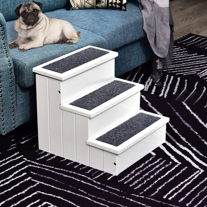 3-Step Dog Stairs For Small Dogs, Wooden Ramp With Storage Box, White Dog Stairs at Gallery Canada