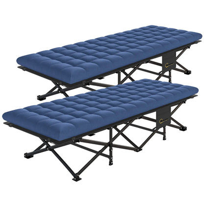 Set Of 2 Camping Cots With Soft Pad, 32" Extra Wide, Blue Camping Cots Black, Blue at Gallery Canada