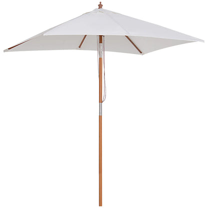6.6x5ft Fir Wooden Patio Umbrella, Square Market Parasol, Tilt Mechanism, 6 Ribs, Cream White Sun Umbrellas Cream at Gallery Canada