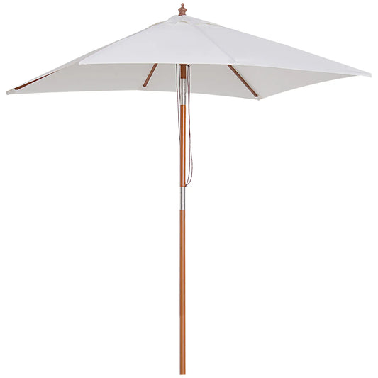 6.6x5ft Fir Wooden Patio Umbrella, Square Market Parasol, Tilt Mechanism, 6 Ribs, Cream White Sun Umbrellas Cream at Gallery Canada
