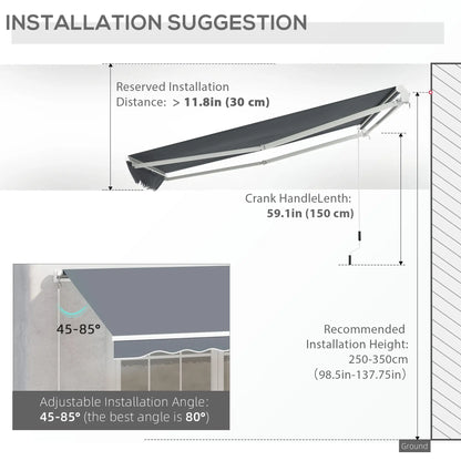10' x 8' Retractable Awning, Sunshade Canopy for Patio, Dark Grey Patio Awnings at Gallery Canada