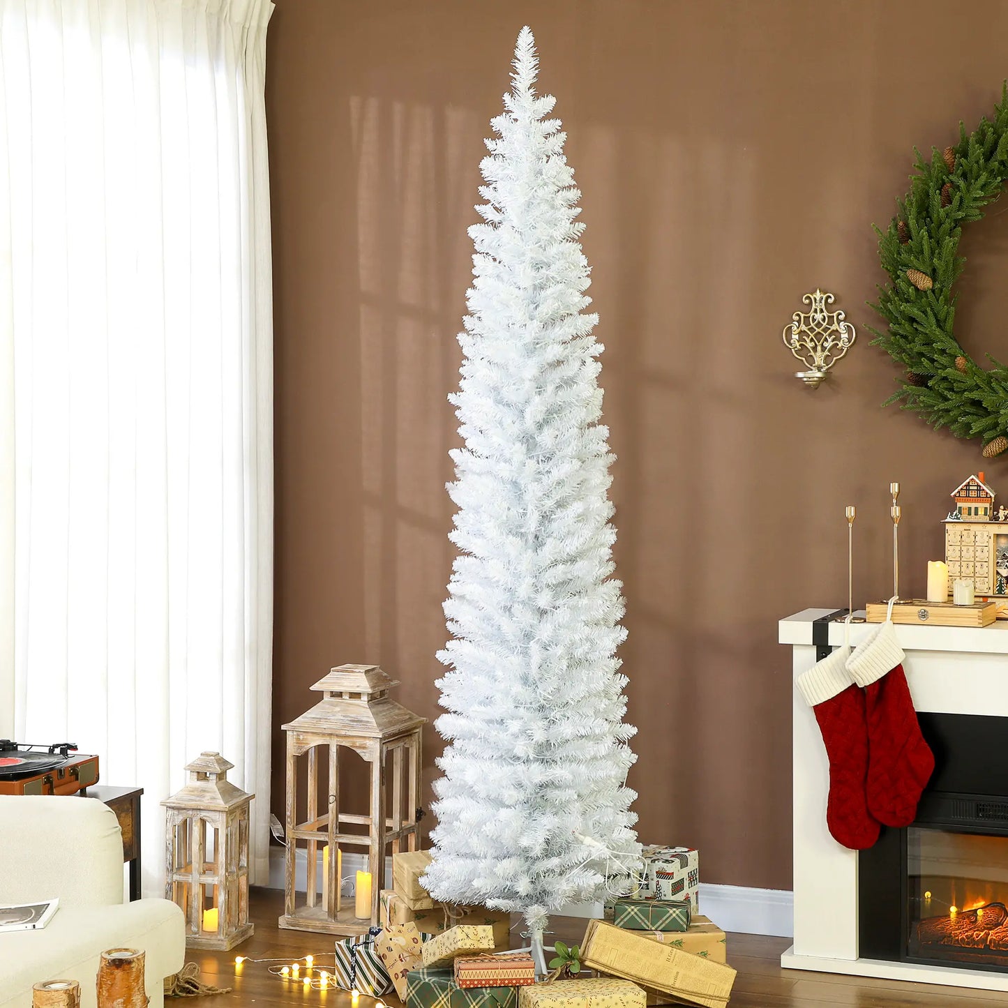 7.5ft Christmas Tree with Colorful DIY LEDs, Hinged Pencil, Remote, Timer, White, Colorful Pencil Christmas Trees at Gallery Canada