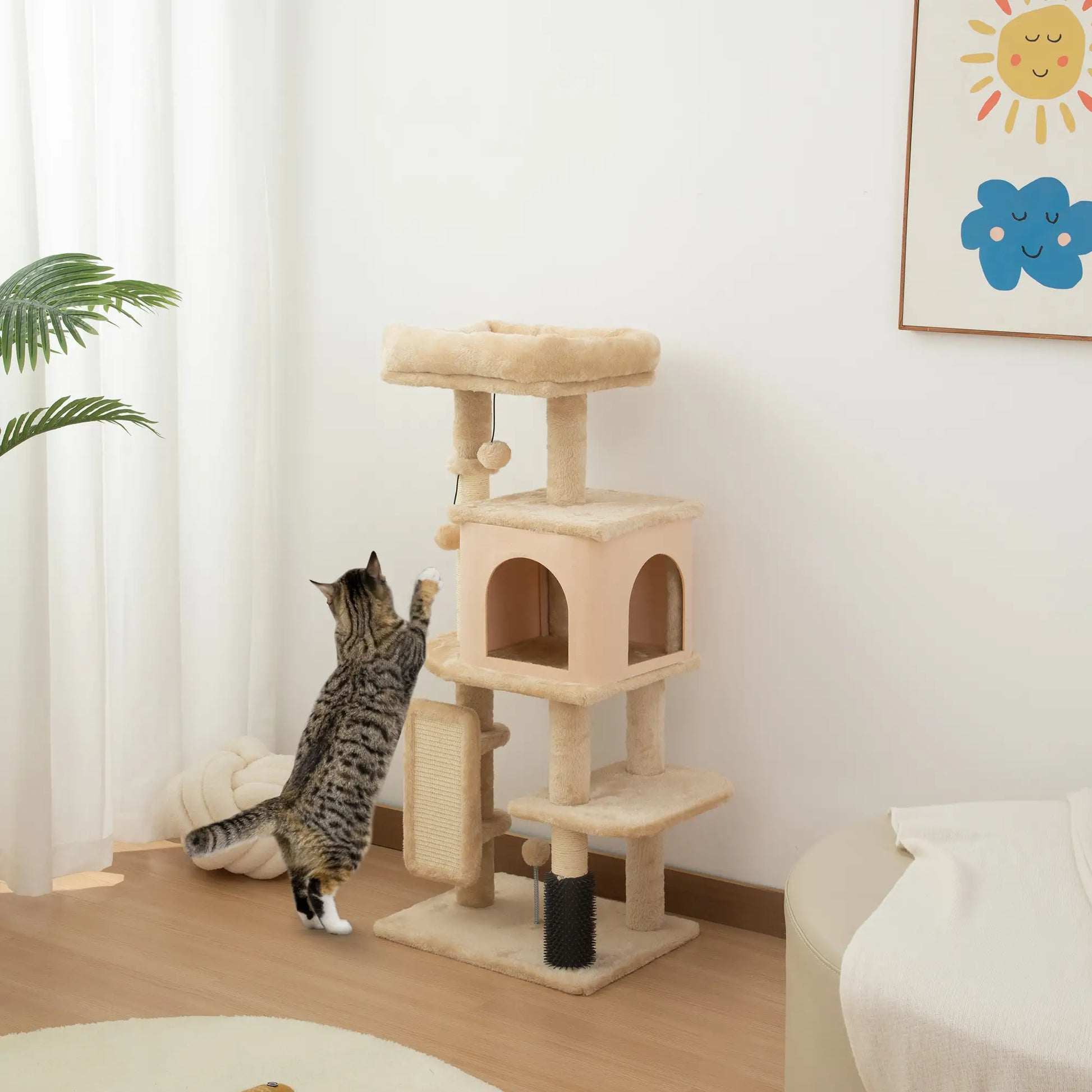 41 Inch Cat Tree, Scratching Posts, Bed, Condo, Grooming Brush, Platforms, Toys Cat Towers at Gallery Canada