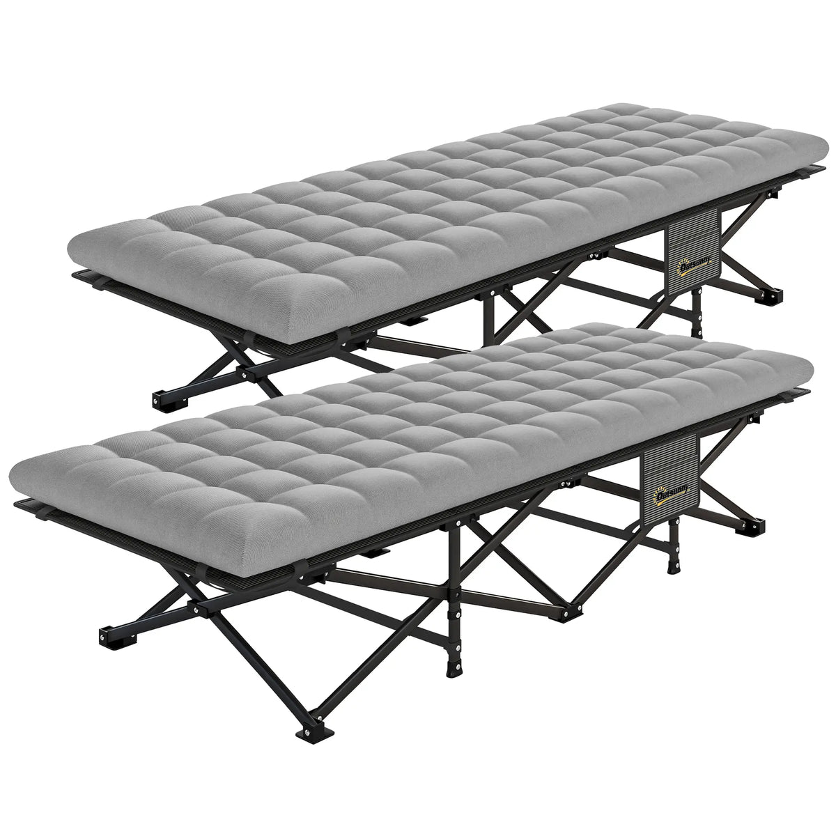 Set of 2 Camping Cots, 32" Extra Wide Folding, Grey Camping Cots Black, Grey at Gallery Canada