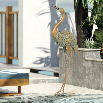 Heron Garden Statue, 15.3"W x 6.7"D x 35.4"H, Mixed Colour Garden Decor at Gallery Canada