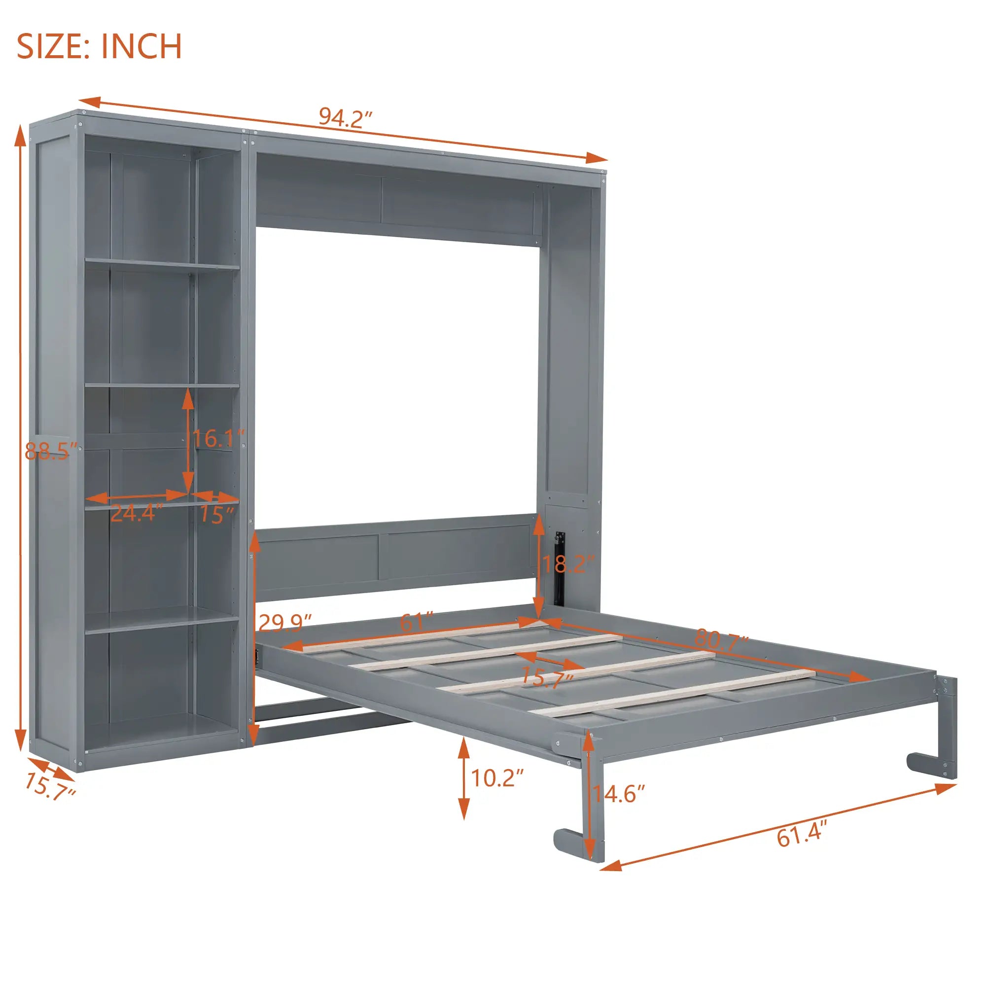 Murphy Bed with Storage, Dual Piston, Space-Saving, 94