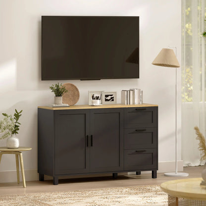 Buffet Cabinet with Soft Close Doors, Modern Sideboard with 3 Drawers, Black Storage Cabinets at Gallery Canada