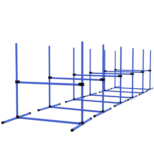 Set of 6 Dog Agility Training Jump Bars, Adjustable, Blue