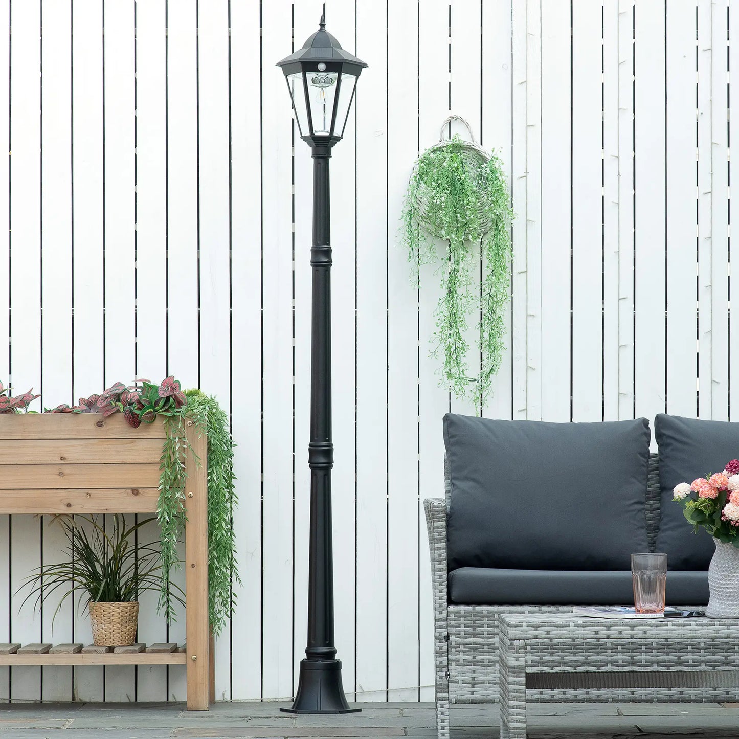 77 Solar Lamp Post Light, Motion Activated, Adjustable Brightness, Black Solar Post Lamps at Gallery Canada