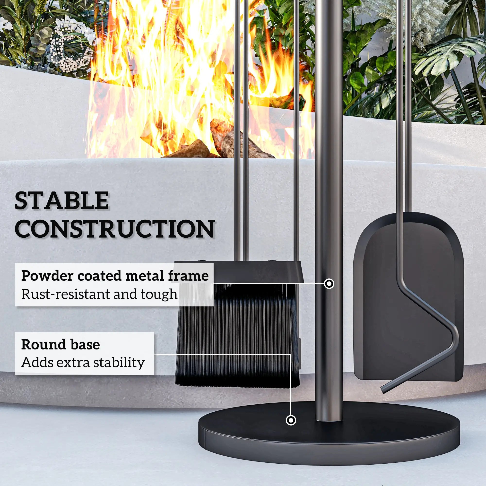 5 Piece Fireplace Tools Set with Stand, Black Fireplaces & Accessories at Gallery Canada
