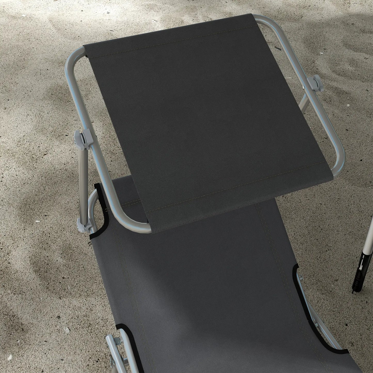 Outdoor Lounge Chair, Adjustable Folding Chaise With Sun Shade, Grey Lounger Chairs at Gallery Canada