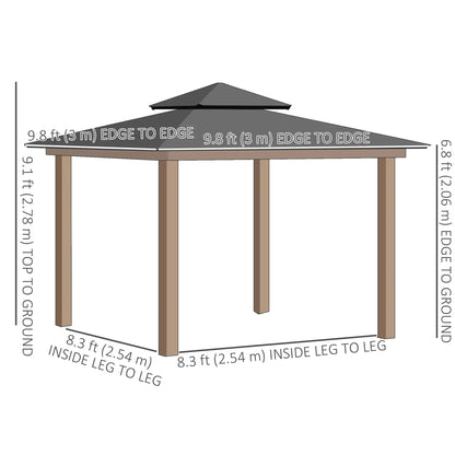 9' x 10' Outdoor Hardtop Gazebo, Steel Frame, Nettings, Curtains, Khaki Gazebos at Gallery Canada