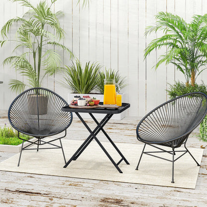 27.5" Square Outdoor Patio Table, Folding, Grid Rattan-Like Top, Black Patio Dinning Tables at Gallery Canada
