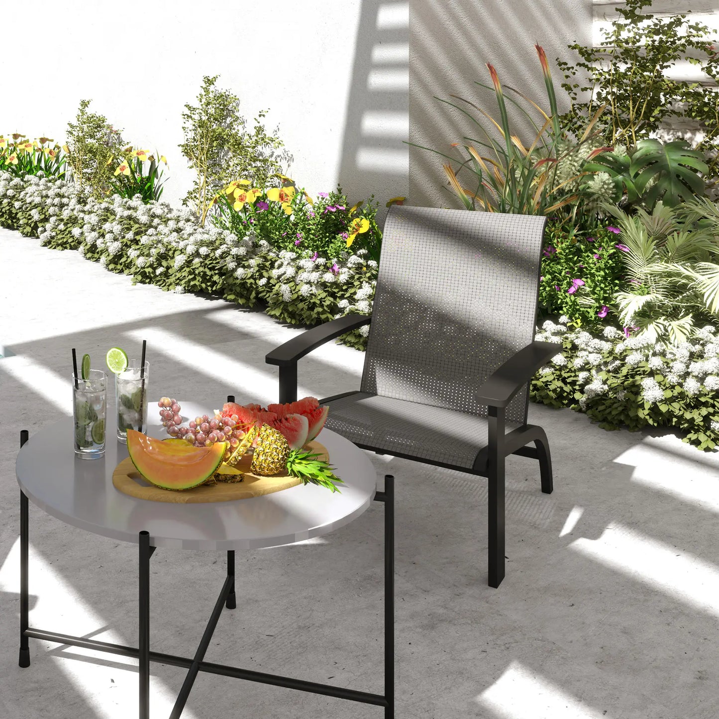 Outdoor Adirondack Chair, Aluminum Frame, Mesh Seat, Dark Grey Patio Chairs at Gallery Canada
