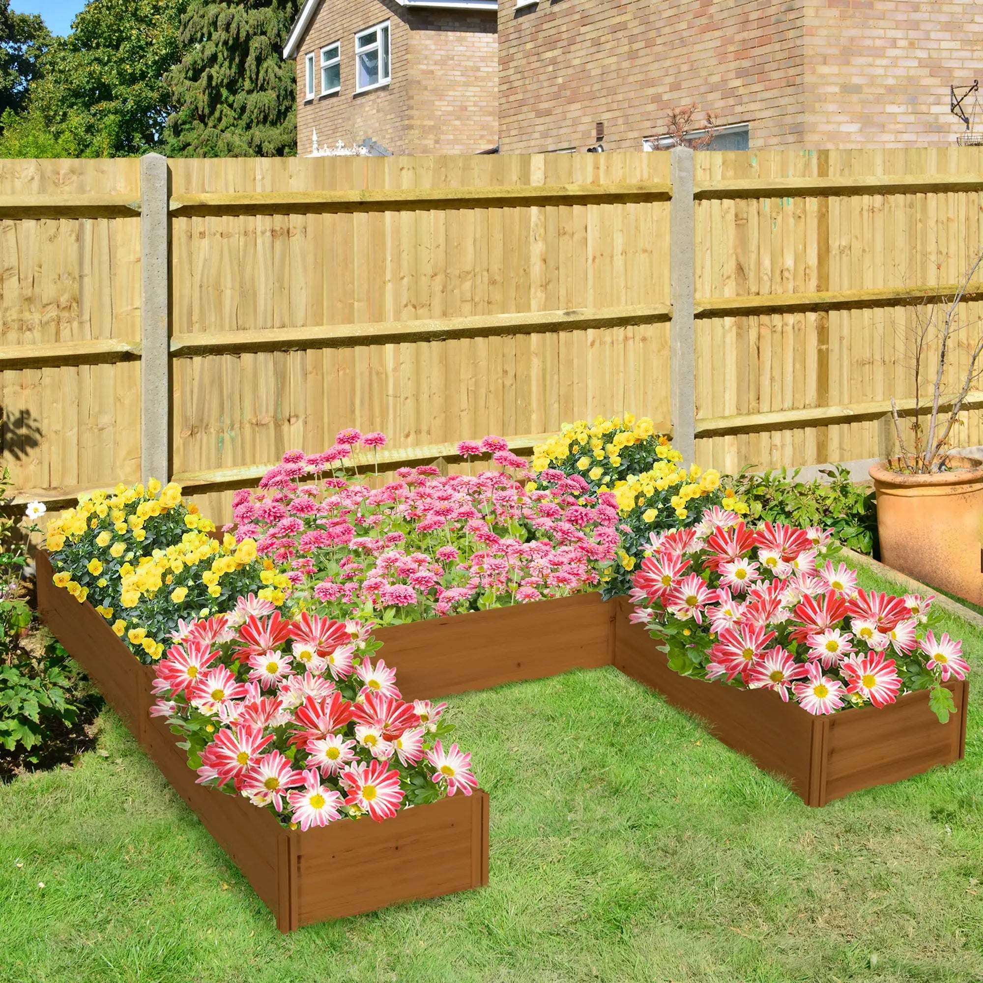 DIY 5-Box Garden Planter, Open Bottom, Outdoor, Brown Raised Garden Beds at Gallery Canada