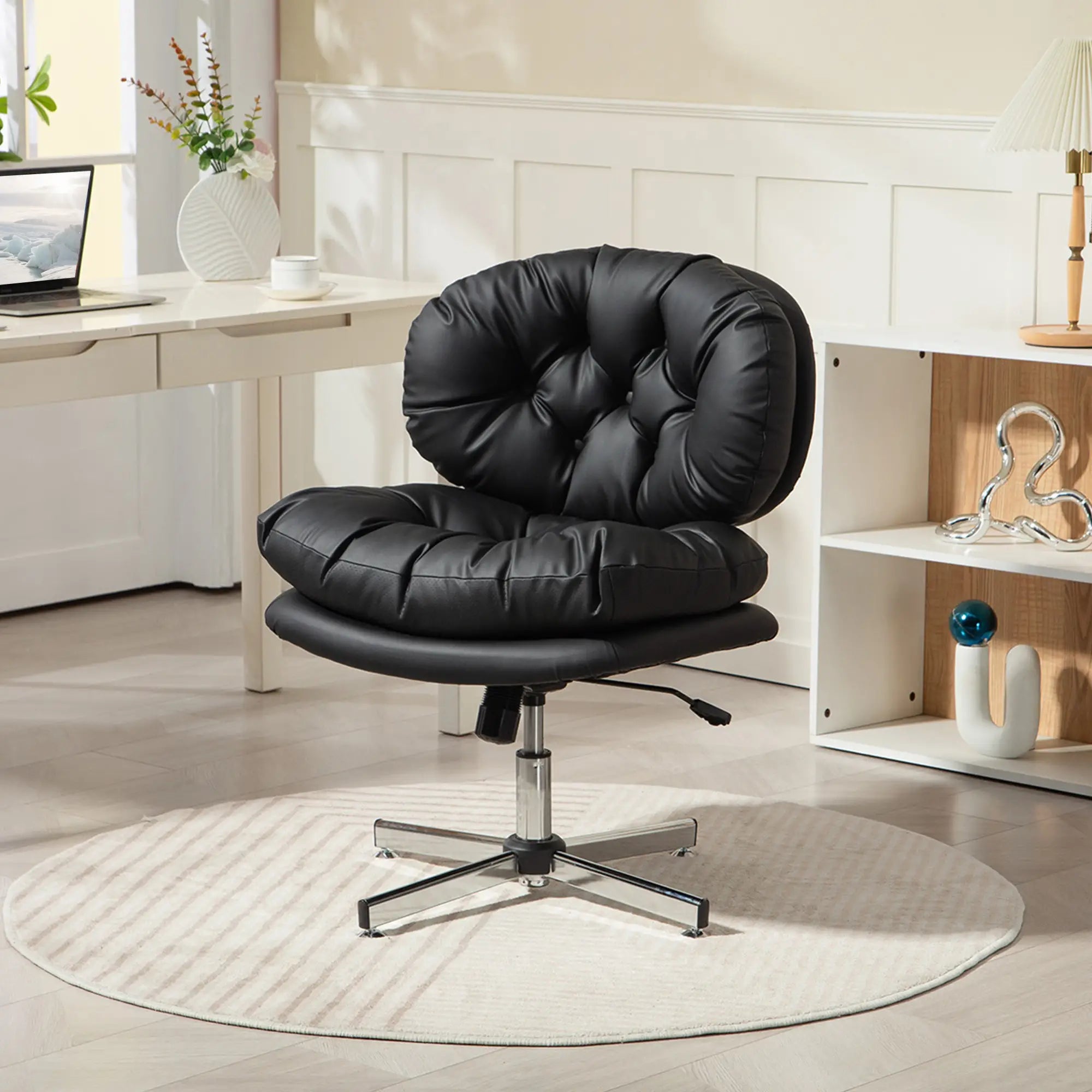 Armless Office Chair, Wide Padded Seat, Adjustable Height, Black Task Chairs at Gallery Canada