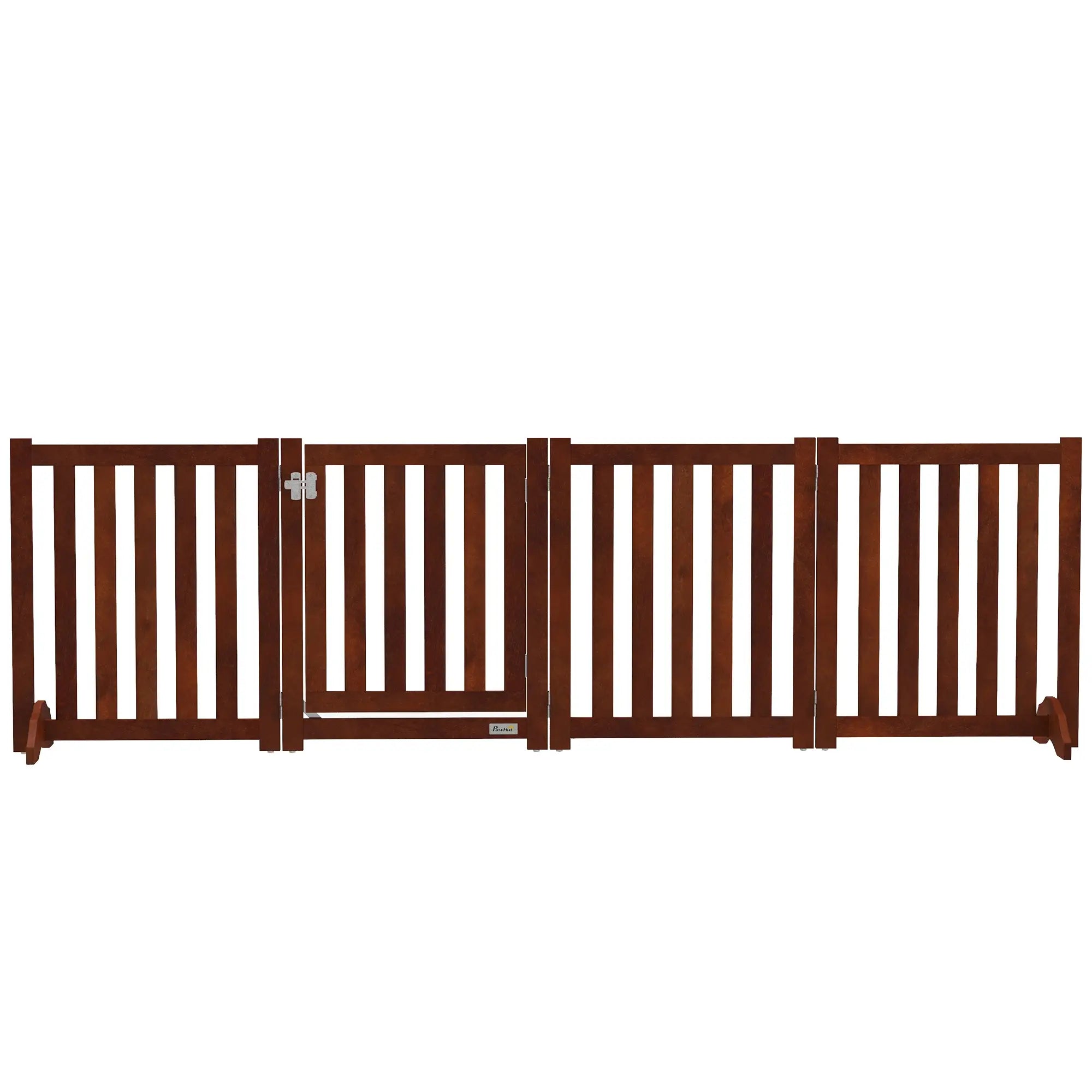 Foldable Dog Gate With Door, 4 Panels Freestanding, Brown Houses, Kennels & Pens Brown at Gallery Canada