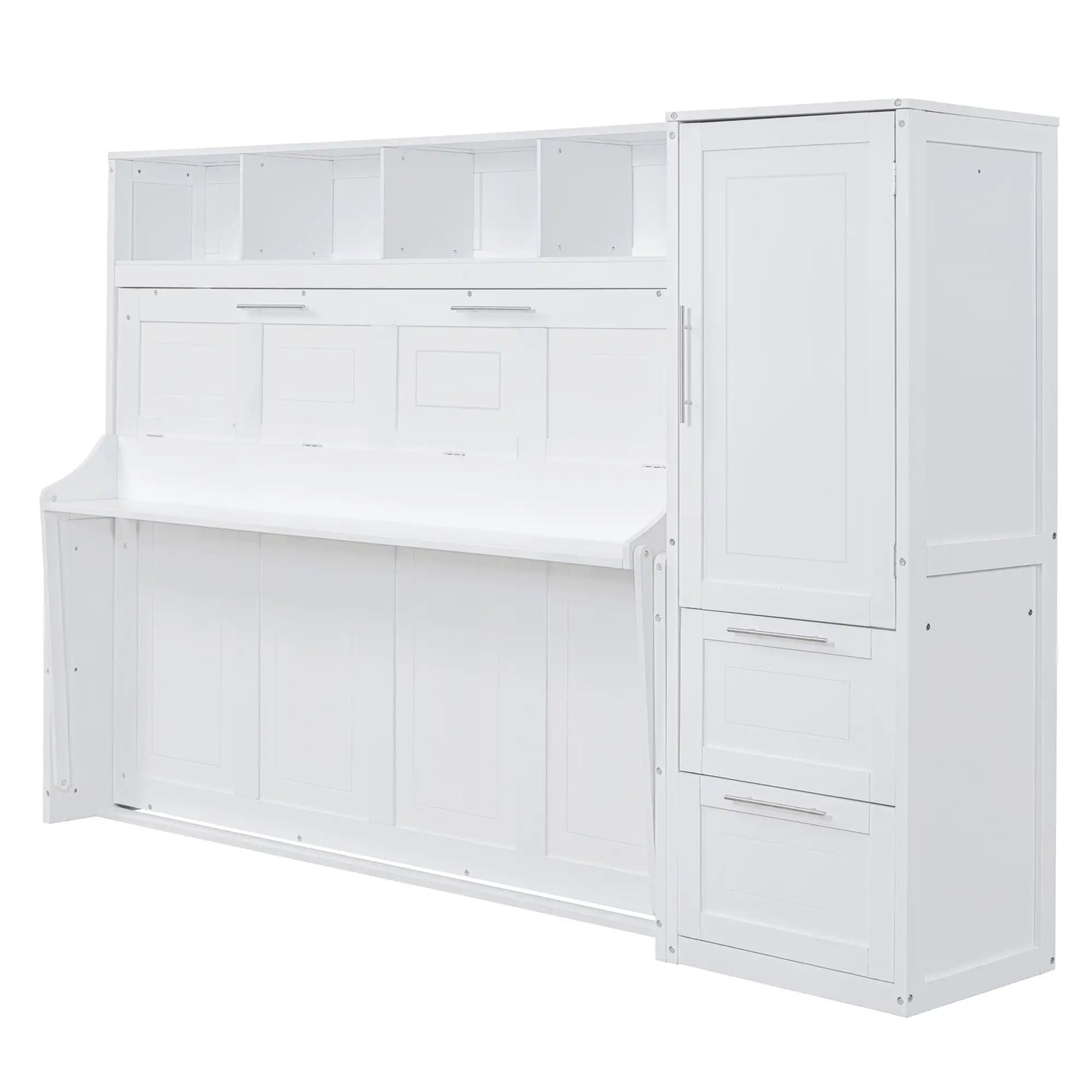 Murphy Bed with Side Flip, Closet, Drawers, 112" L x 21.5" W x 78.5" H, White Bed Frames at Gallery Canada