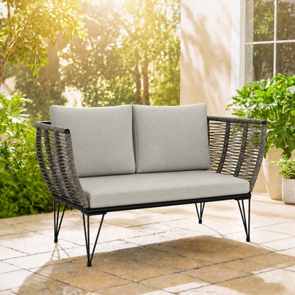 Outdoor Patio Sofa, 2 Seater Loveseat With Cushions, Light Grey Patio Furniture Sets at Gallery Canada