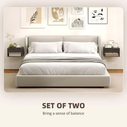 Floating Bedside Tables, Wall-Mounted Nightstand, High Gloss Black Bedside Tables at Gallery Canada