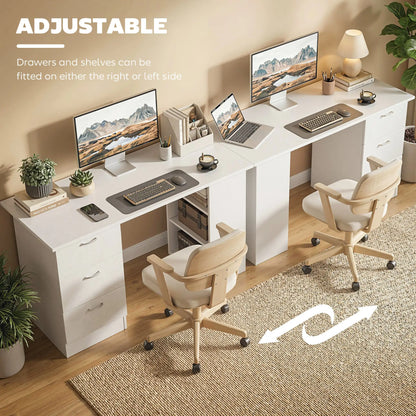 47 Inches Office Desk, 3-Tier Storage Shelves, Drawers, White Writing Desks at Gallery Canada