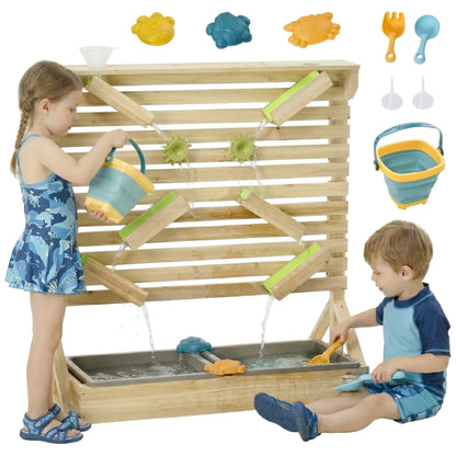 18 Pcs Kids Water, Sand Playset, Wooden Sensory Toys, Age 3-7 Sandboxes & Accessories Natural at Gallery Canada