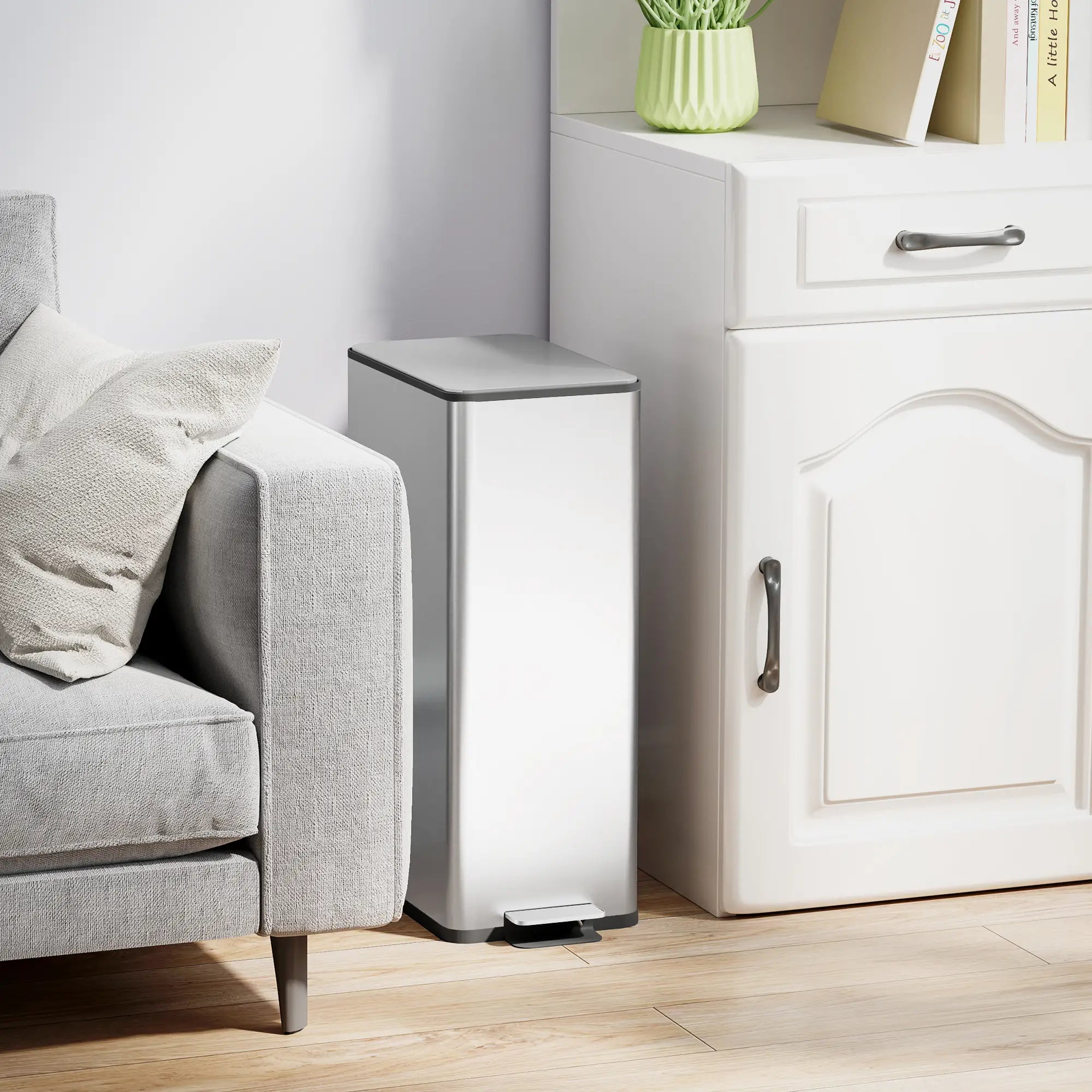 5.3 Gallon Stainless Steel Garbage Can, Soft-Close Lid, Foot Pedal, Silver Household Supplies at Gallery Canada