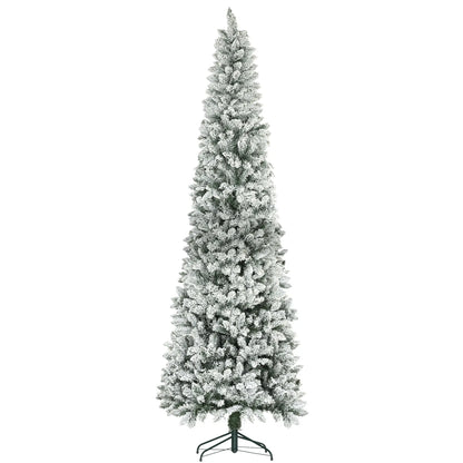 9ft Flocked Pencil Christmas Tree, 1277 Branch Tips, Metal Base Pencil Christmas Trees Green at Gallery Canada