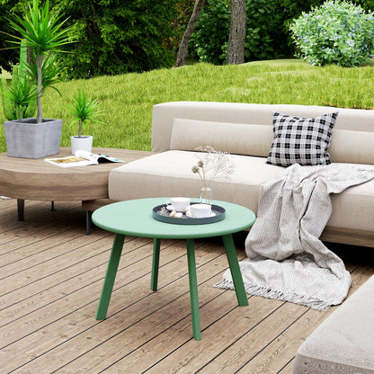 Round Outdoor Side Table, Metal Frame, Non-Slip Foot Pads, Green Patio Side Tables at Gallery Canada
