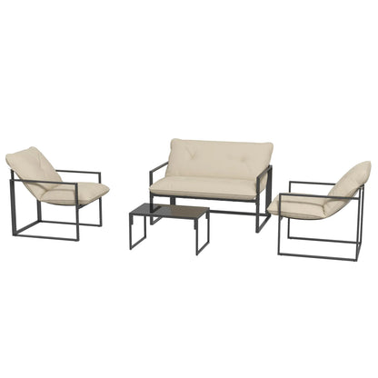 4pc Outdoor Furniture Set, Patio Conversation Set, Tempered Glass Table, Beige Patio Furniture Sets at Gallery Canada