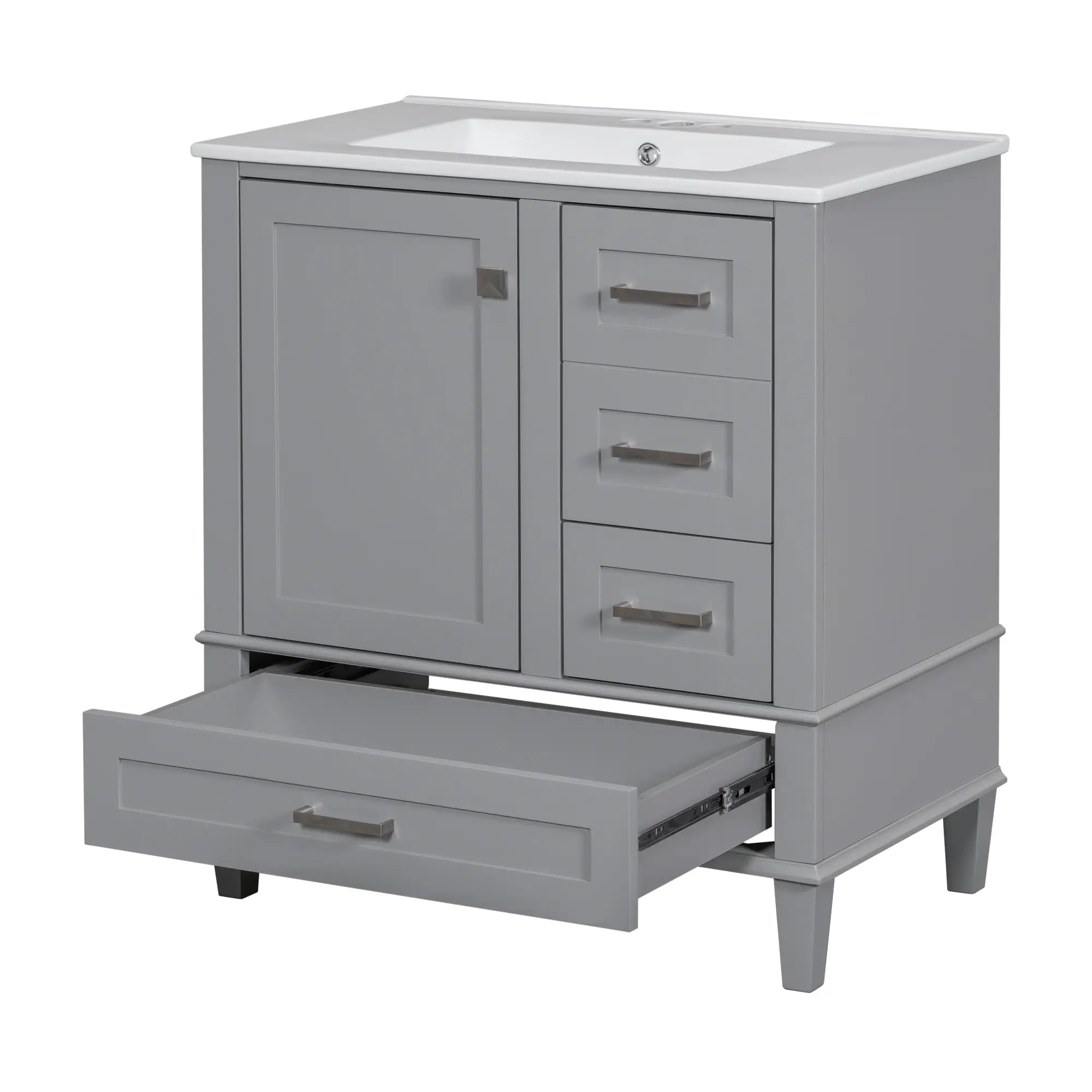 Bathroom Vanity with Sink, Solid Wood, Storage Cabinet, 30