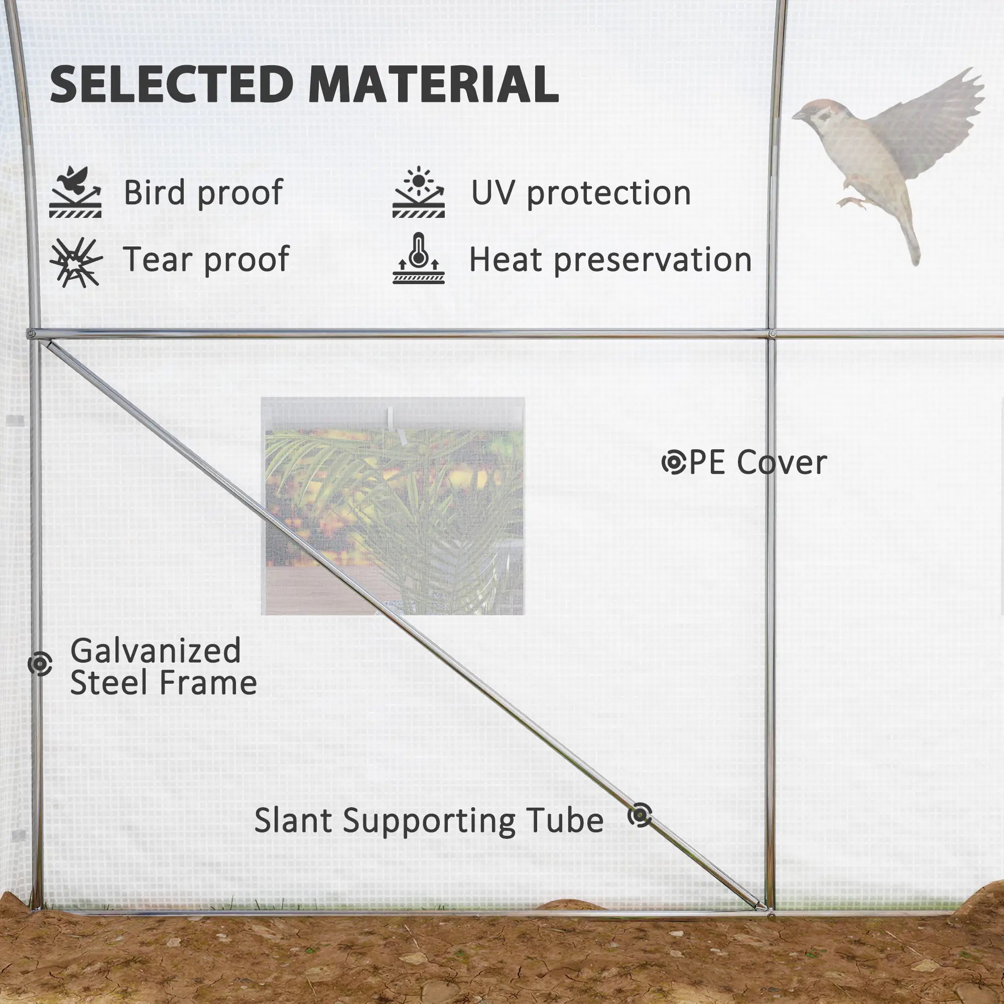 11.5' x 6.6' x 6.6' Portable Walk-In Greenhouse, White Tunnel Greenhouses at Gallery Canada