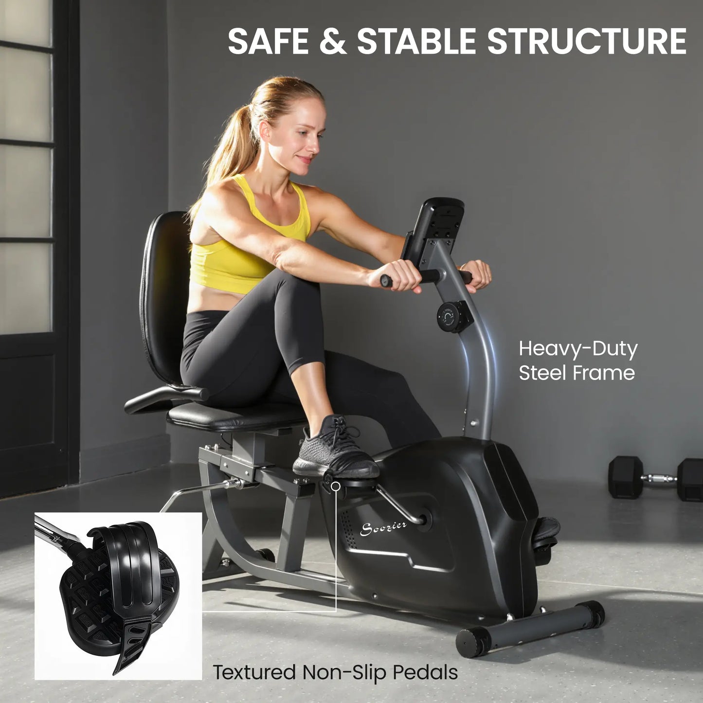 Recumbent Exercise Bike, 8-Level Magnetic Resistance, LCD Monitor, Heart Rate Handle, Adjustable Seat Exercise & Stationary Bikes at Gallery Canada