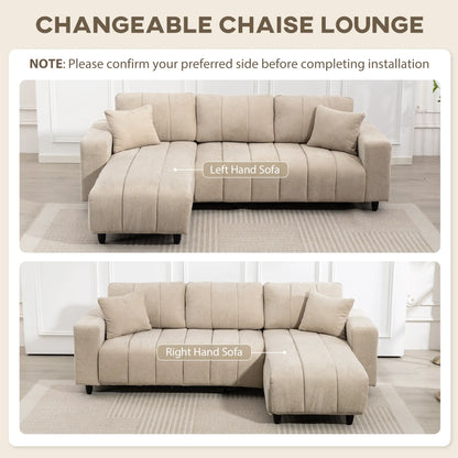 Sectional Couch, 3 Seater L-Shaped Sofa, Changeable Chaise, Beige 3-Seater Sofas at Gallery Canada