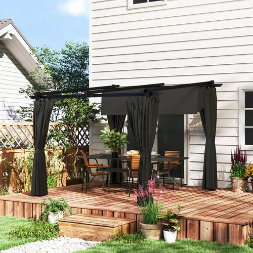 8' x 8.5' Metal Retractable Pergola Canopy With Sidewalls, Outdoor Gazebo Sun Shade Shelter