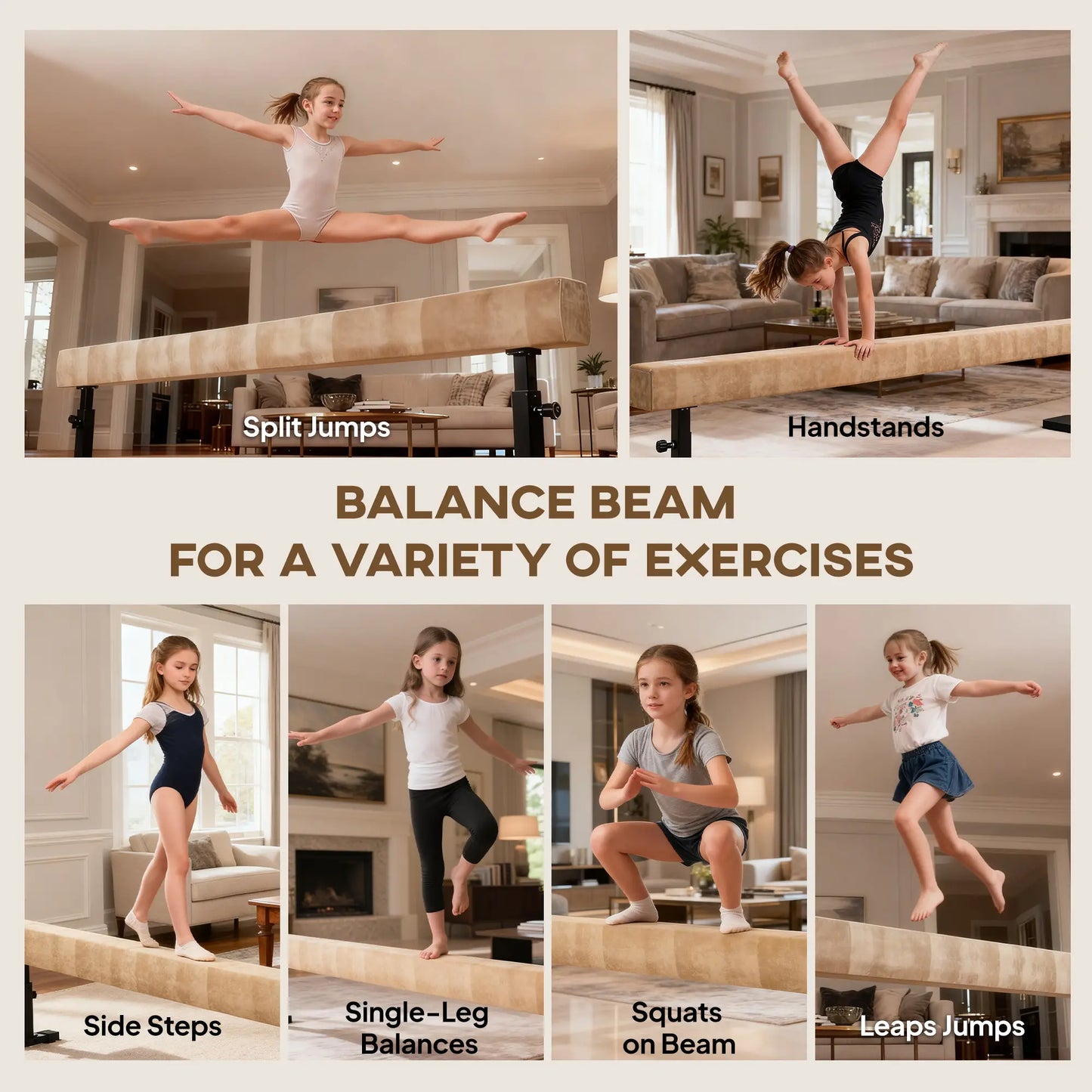 7.5ft Adjustable Balance Beam, Gymnastics Equipment with Wheels, for Training Aerobic Equipment at Gallery Canada