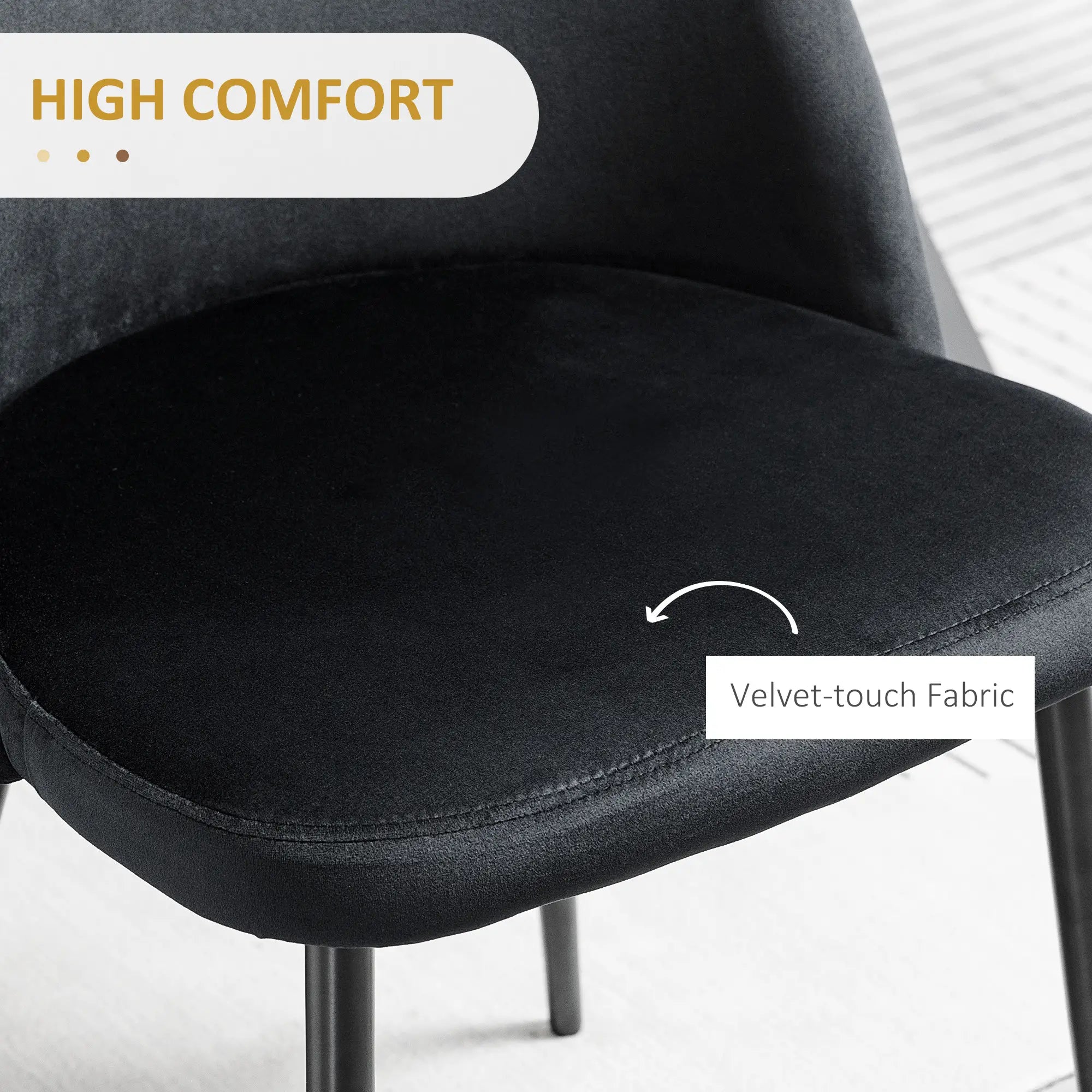 Modern Dining Chairs, Velvet Upholstery, Set of 4, Black Bar Stools at Gallery Canada