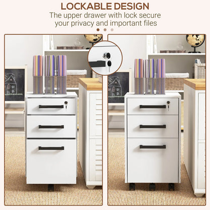Lockable 3 Drawer File Cabinet, Hanging Bars, Letter A4 Size, White Office Cabinets & Cupboards at Gallery Canada