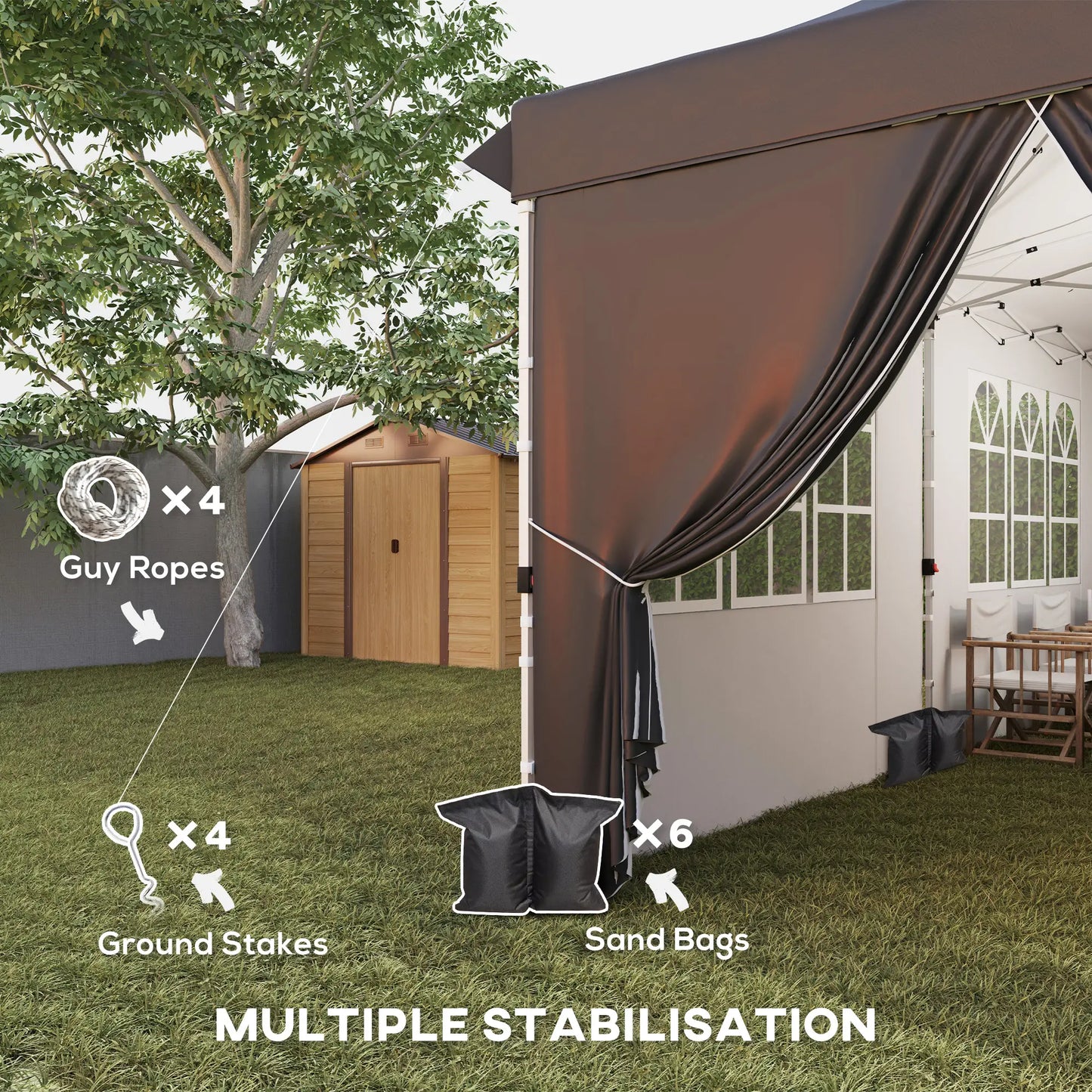 20x10 Pop Up Canopy, 6 Removable Sidewalls, Carry Bag, 6 Sand Bags, Adjustable, Grey Pop Up Canopies at Gallery Canada