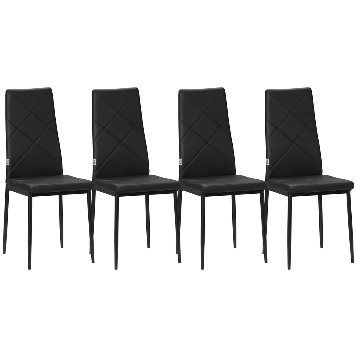 Dining Chairs Set of 4, Modern High Back, Faux Leather, Steel Legs, Black Bar Stools at Gallery Canada