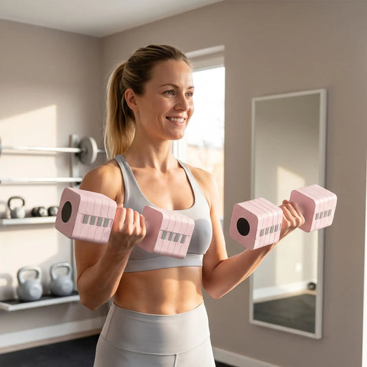 2/4/7/9/11 lb Adjustable Dumbbell Set of 2, 5-in-1 Weights Dumbbells & Barbells Pink at Gallery Canada